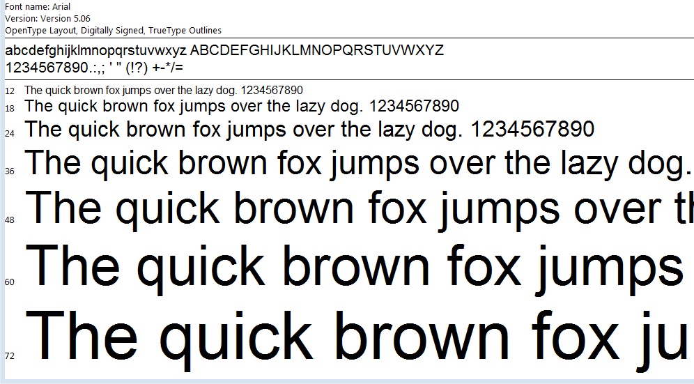 Font Arial