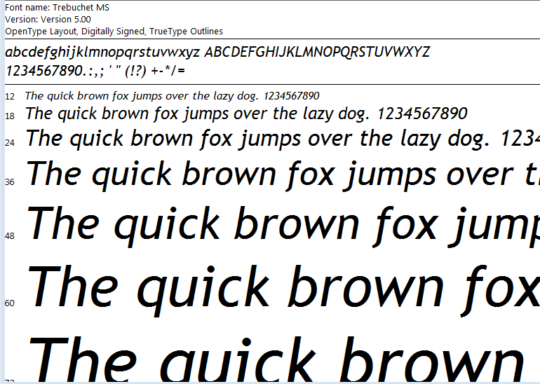 Font Trebuchet MS