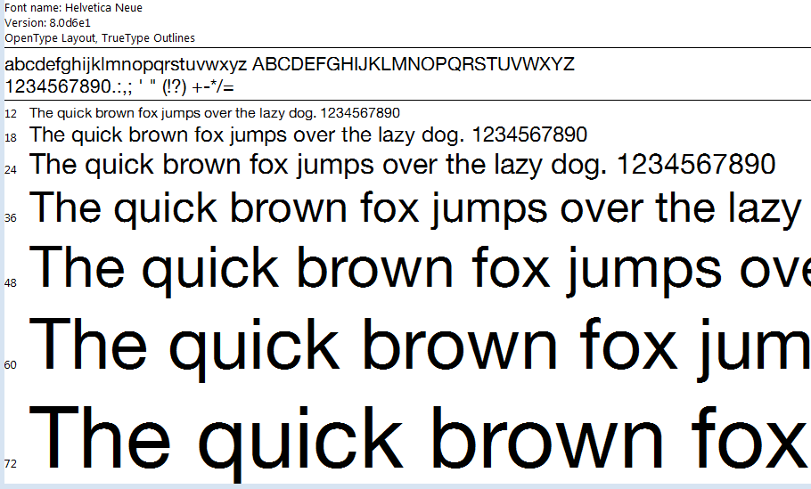Font Helvetica