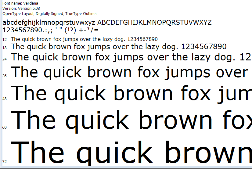 Font Verdana