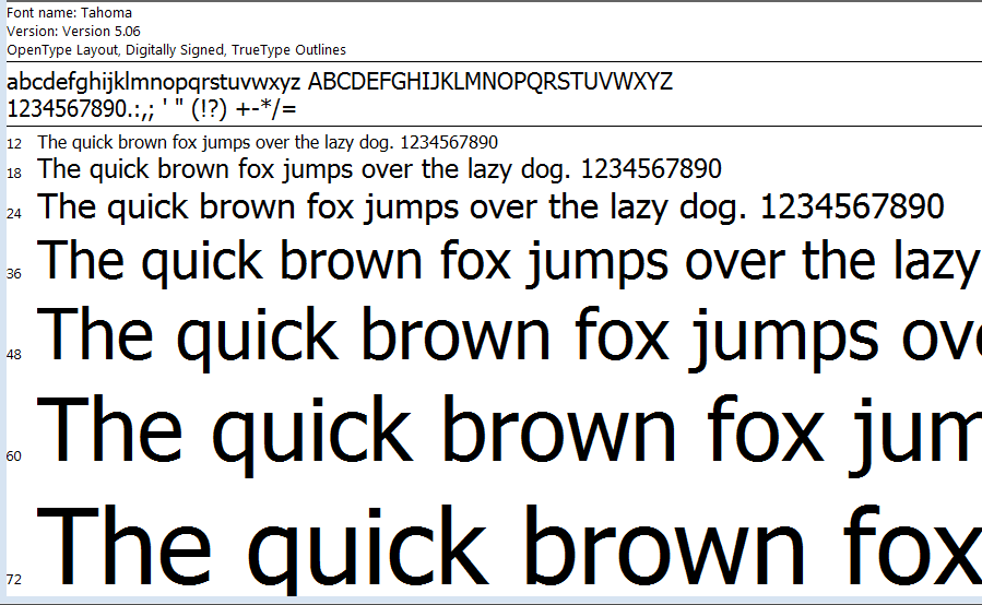 Font Tahoma