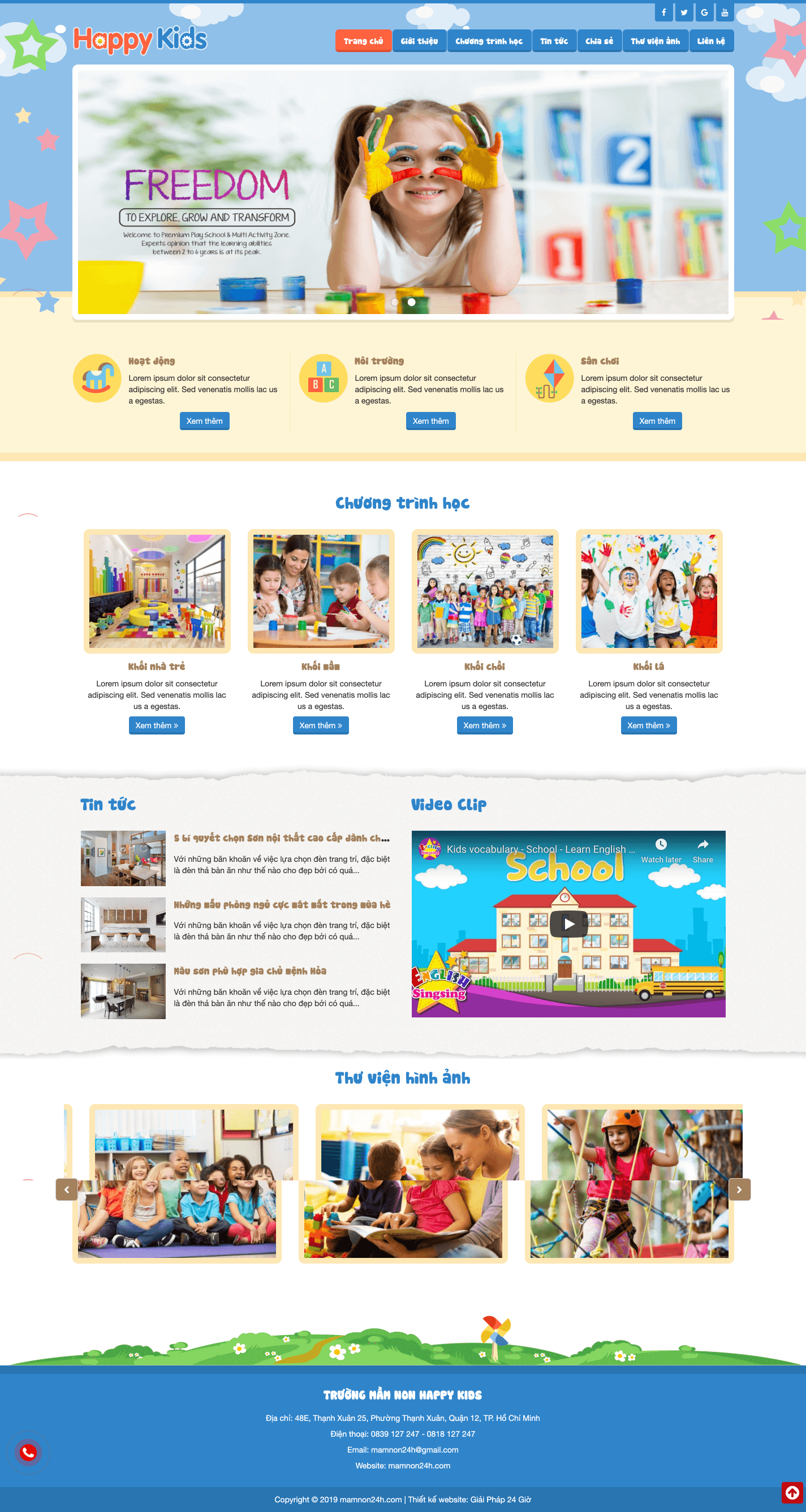 Thiết kế website trường mầm non