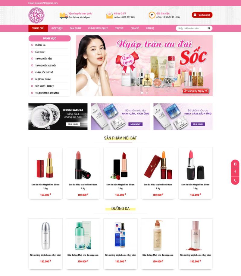 thiết kế website bán mỹ phẩm