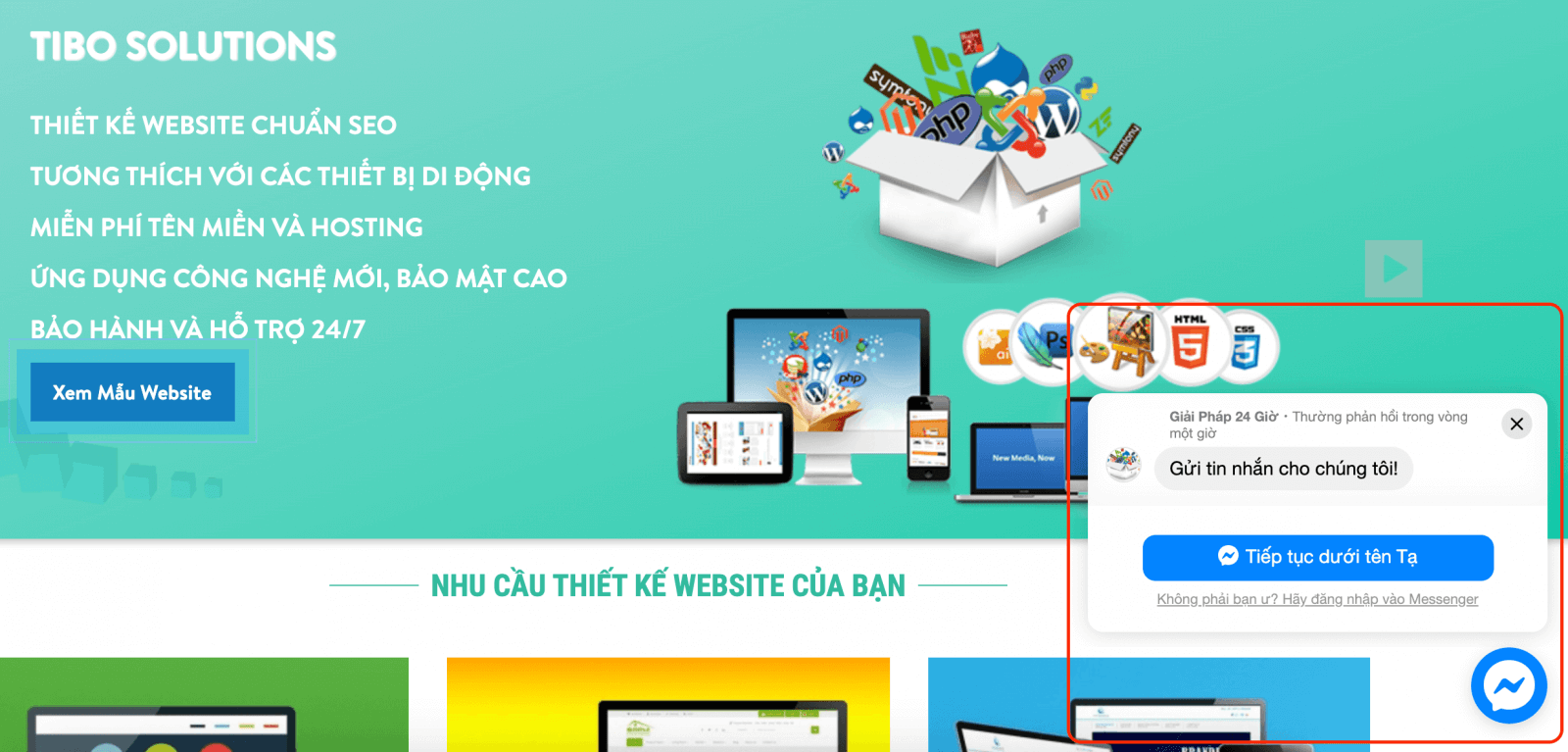 Tích hợp Live Chat Facebook Messenger
