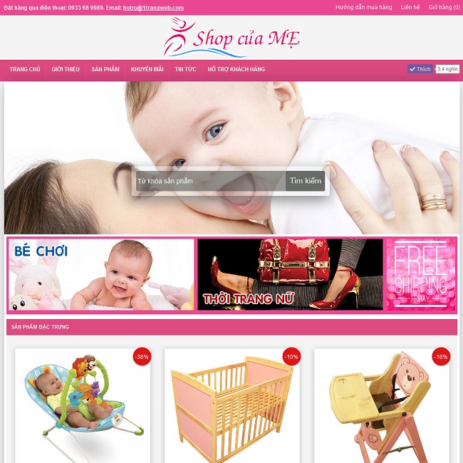 Thiết kế website shop mẹ và bé